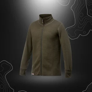 GILET FULL ZIP JACKET 600 ULLE FROTTÉ VERT OLIVE | WOOLPOWER