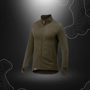 GILET FULL ZIP JACKET 400 ULLE FROTTÉ VERT OLIVE | WOOLPOWER