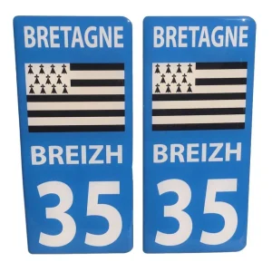 Autocollant 3D Plaques Voiture Breizh Dpt 35