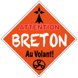 Autocollant Attention Breton Au Volant 15 x 15 cm