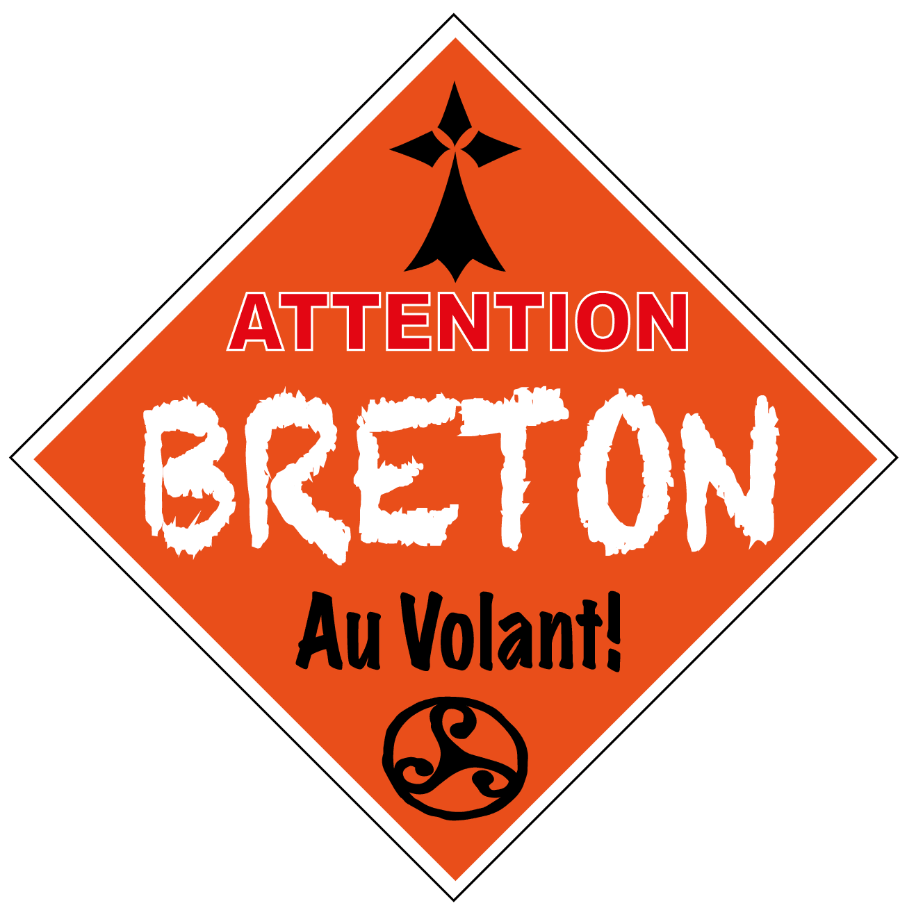 Autocollant Attention Breton Au Volant 15 x 15 cm