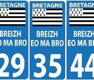 Autocollant Bretagne Plaques Voiture Breizh Ma Bro - Drapeau Breton