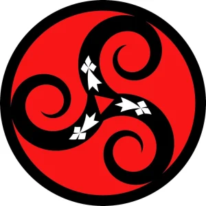 Autocollant Breton Rouge Noir Triskell Hermines Blanches