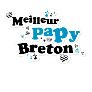Autocollant découpé Meilleur Papy Breton