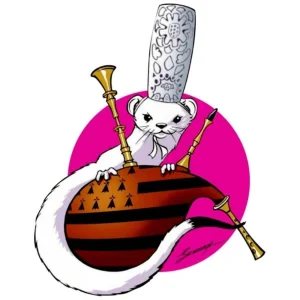 Autocollant Hermine avec Coiffe Bigoudène Fond Rose