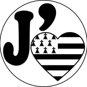 Autocollant J'aime Coeur Drapeau Breton