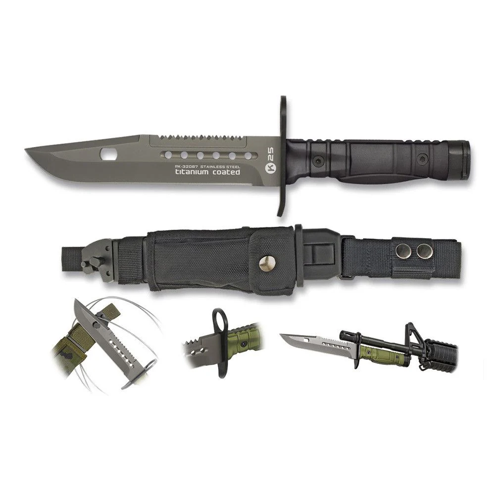 COUTEAU BAIONETTE NOIR LAME FIXE 17.7CM 32067 - K25 – Image 2