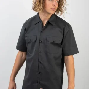 Chemise Homme Dickies Work Shirt GREY - Manches Courtes, Style Élégant et Décontracté