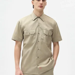 Chemise Homme Dickies Work Shirt Beige à Manches Courtes - Confort et Style Quotidien