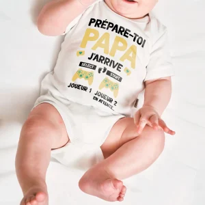 Body Bébé 100% Coton Bio - Prépare-Toi Papa, J'arrive, Futur Gamer Annonce Grossesse - L270522S46