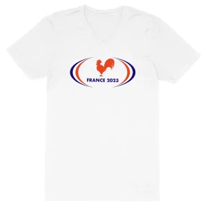 T-shirt Homme - Col V - 100% Coton BIO - France 2023