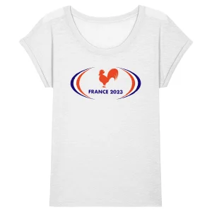 T-shirt Femme - Manches retroussées - 100% Coton BIO - France 2023