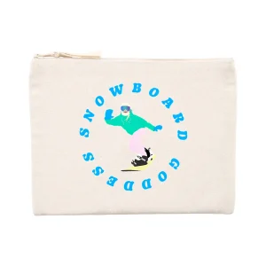 Pochette zippée - Coton recyclé - 21,5 x 16 cm - Snowboard Goddess