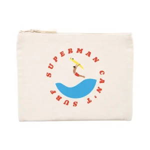 Pochette zippée - Coton recyclé - 21,5 x 16 cm - Superman can't surf