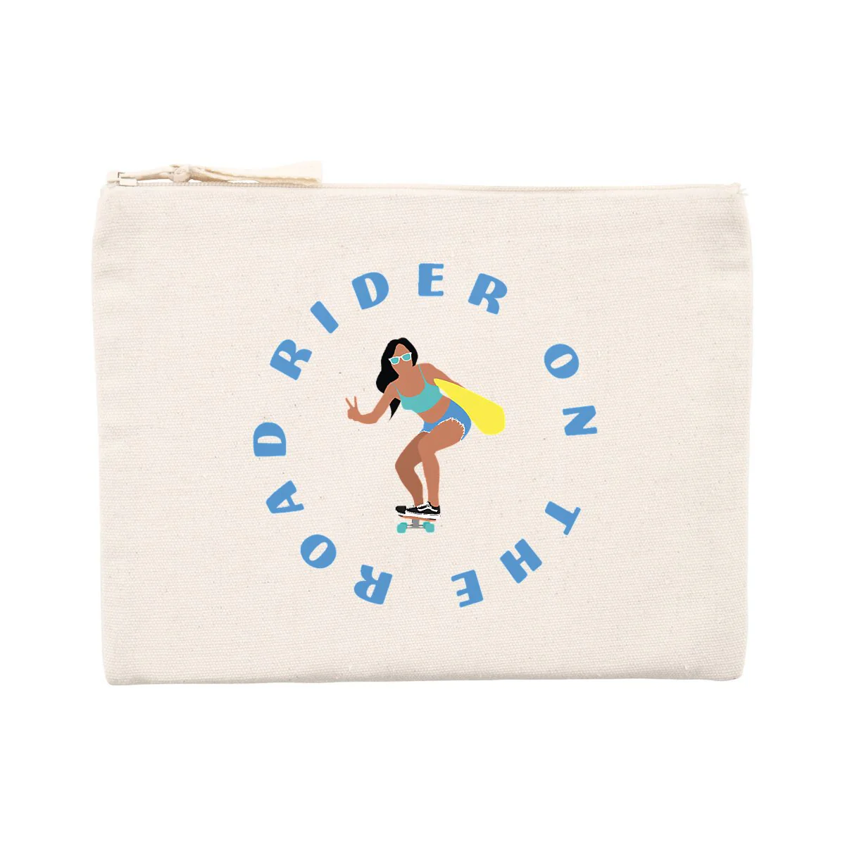 Pochette zippée - Coton recyclé - 21,5 x 16 cm - Rider on the road