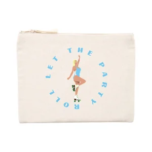 Pochette zippée - Coton recyclé - 21,5 x 16 cm- Let the party roll