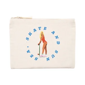 Pochette zippée - Coton recyclé - 21,5 x 16 cm - Sea, Skate and Sun