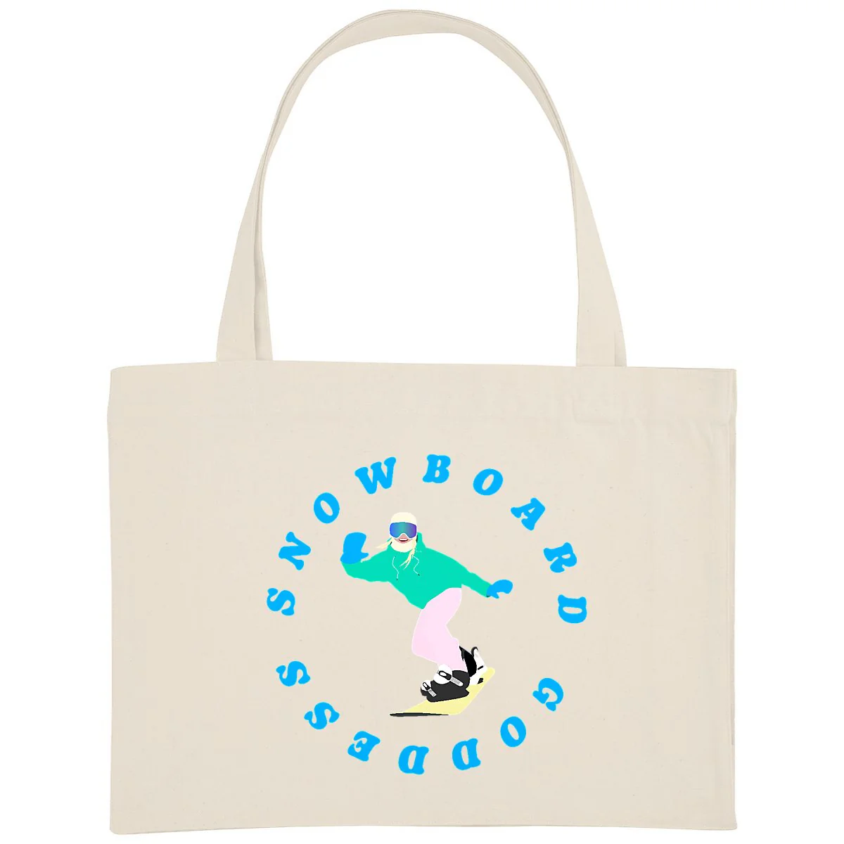Grand Shopping bag - Épais - Coton recyclé - 49 x 37 cm - Snowboard goddess