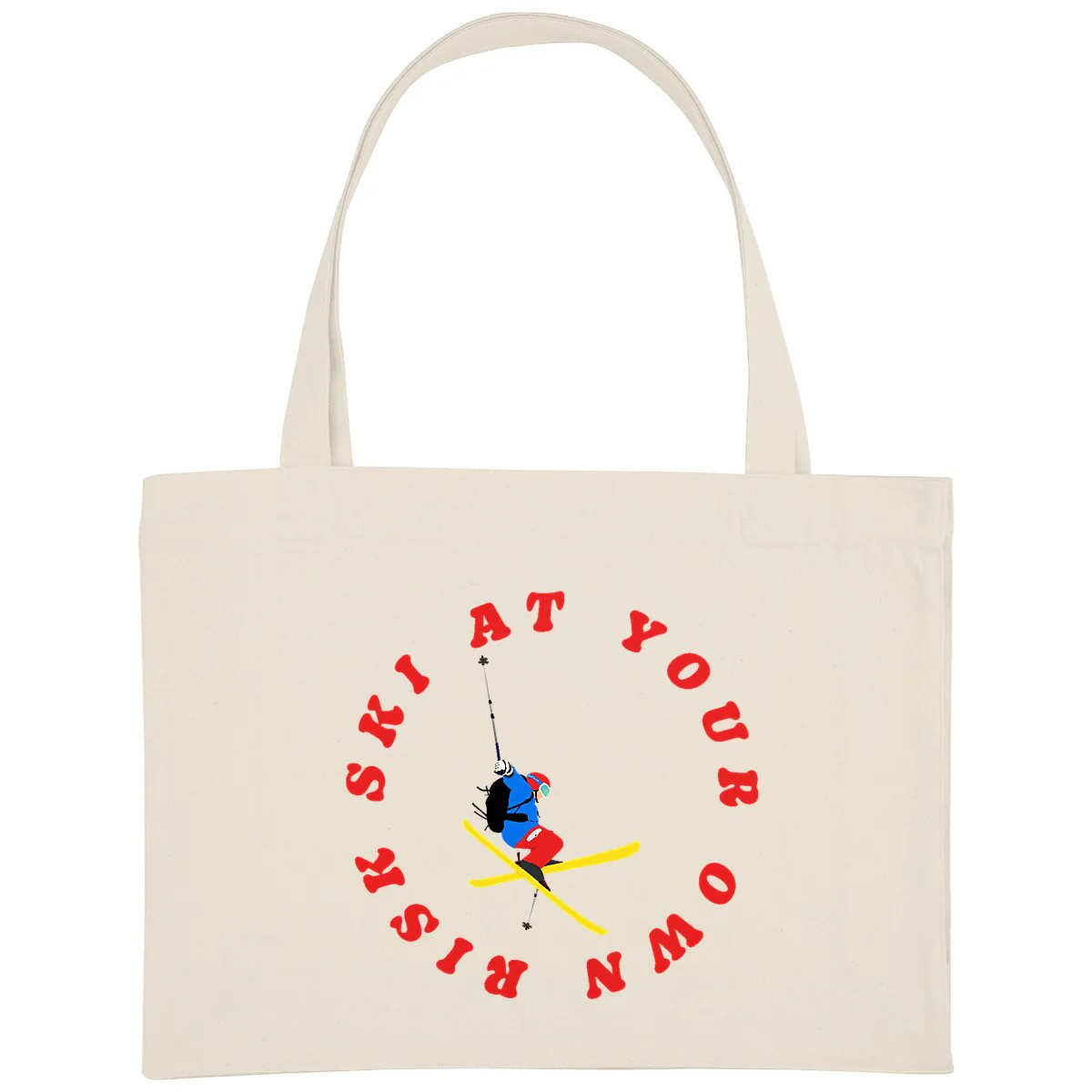 Grand Shopping bag - Épais - Coton recyclé - 49 x 37 cm - Ski at your own risk