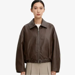 Manteau Bomber Court en Cuir - LOU