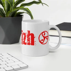 Mug Blanc Brillant Breizh Triskell en Rouge