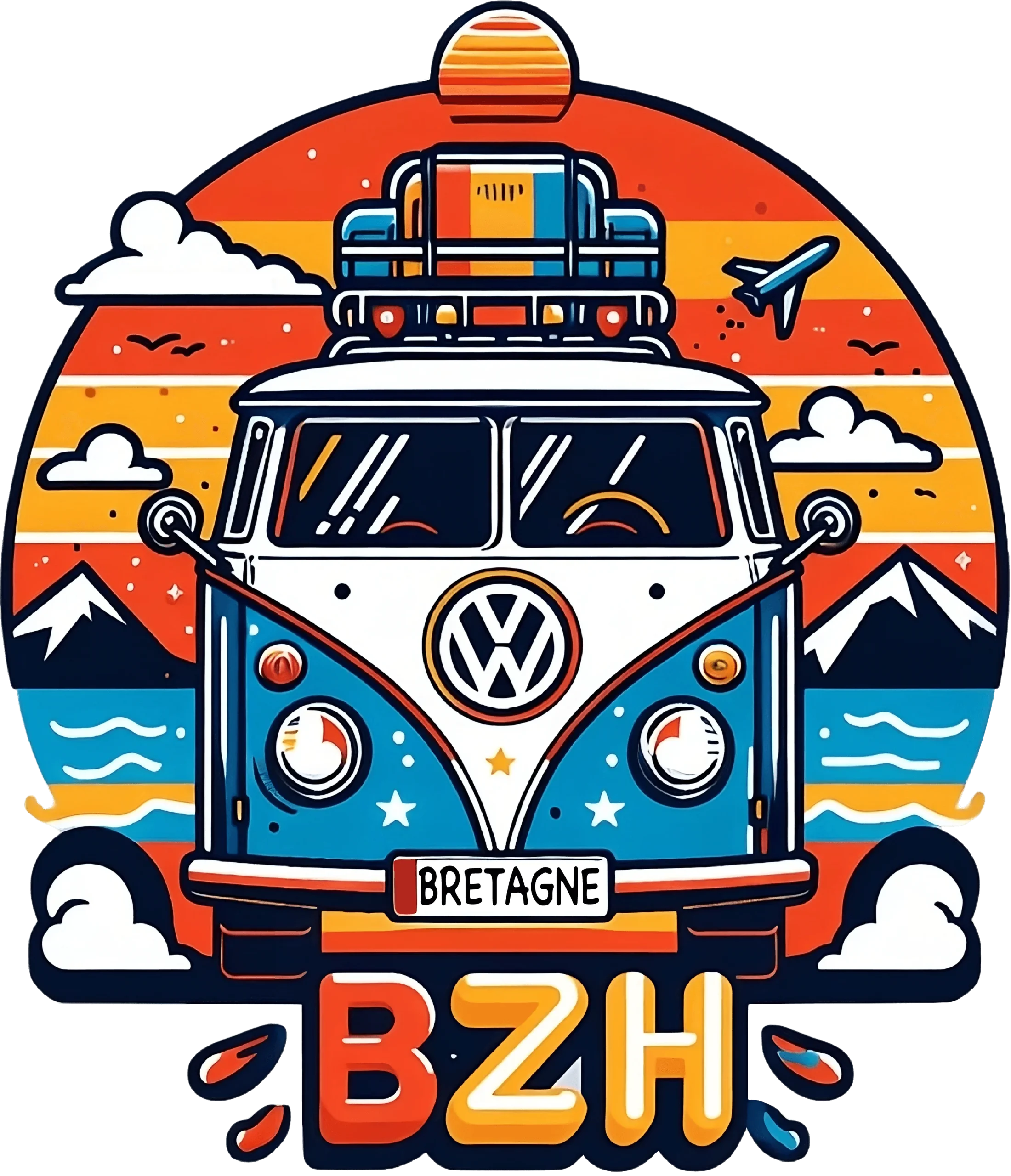 Tee-shirt Bio Unisexe Combi VW BZH Bretagne (Expédition Gratuite)