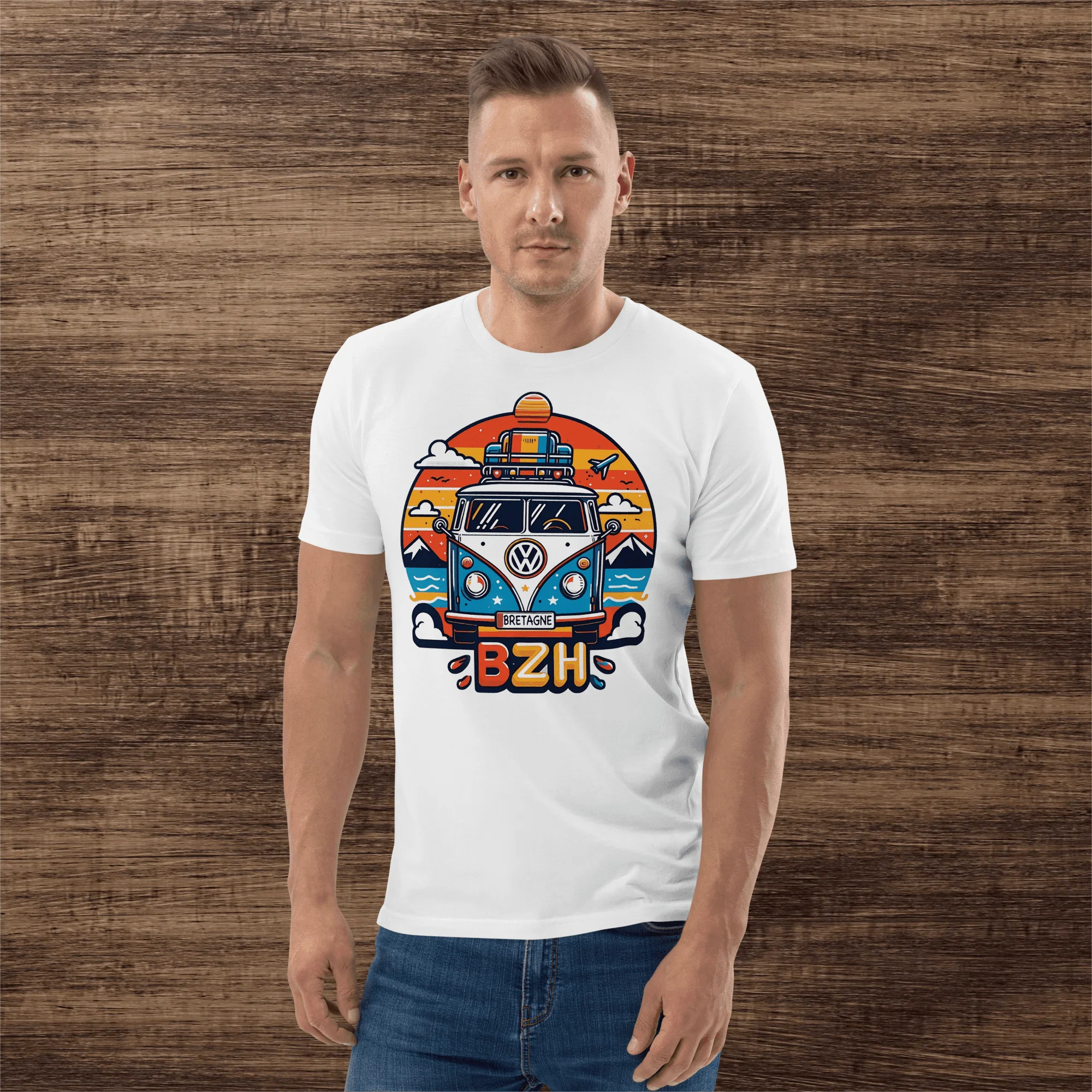 Tee-shirt Bio Unisexe Combi VW BZH Bretagne (Expédition Gratuite) – Image 3