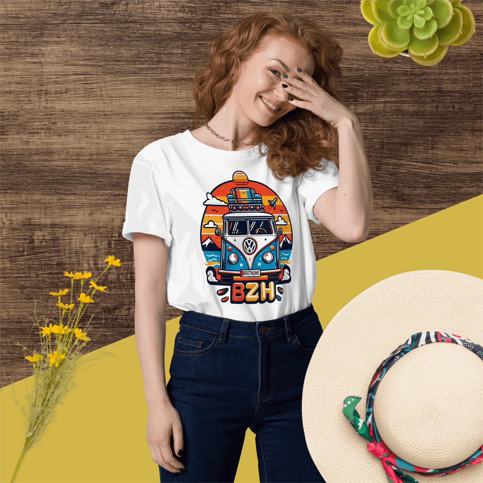 Tee-shirt Bio Unisexe Combi VW BZH Bretagne (Expédition Gratuite) – Image 4