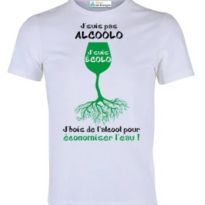 Tee-shirt Blanc J'suis Pas Alcoolo J'suis Écolo Vert