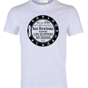 Tee-Shirt Breton humoristique Bien Que Dieu Ait Créé L'Alcool
