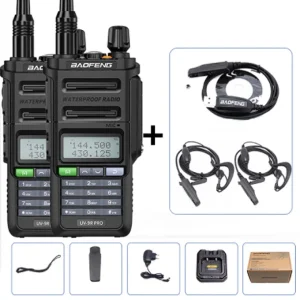 Talkie Walkie étanche 128 canaux – 2 pièces avec oreillettes