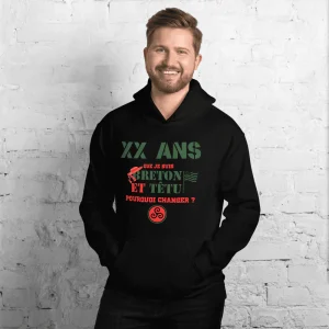 Sweat à capuche anniversaire personnalisable pour Breton