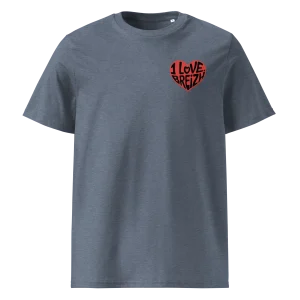 T-shirt Bio "I love Breizh" : Coeur Breton, Coton Organique, Unisexe