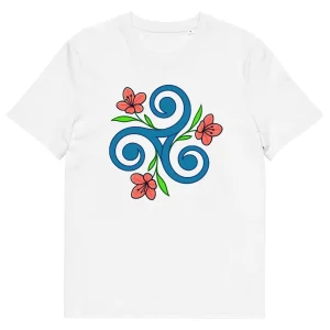 T-shirt Triskel et Fleurs en coton biologique
