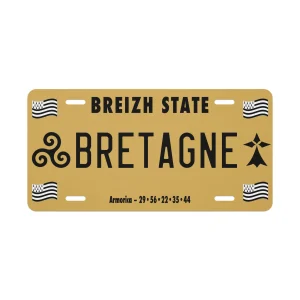 Plaque d’immatriculation décorative “Bretagne – Breizh State” (Style américain)