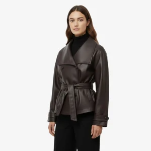 Veste en Cuir pour Femme à Ceinture - MILIA