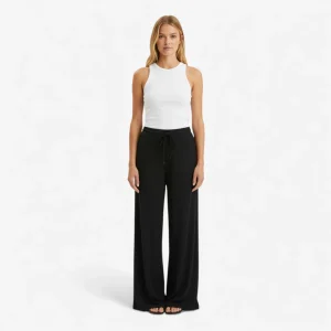Pantalon Large Wide Leg Femme Texture Tricotée Fluide - Karine