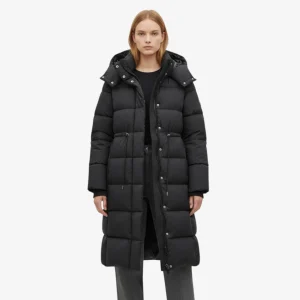 Doudoune Longue Noire Femme Avec Capuche Matelassé Épais - LAINIE