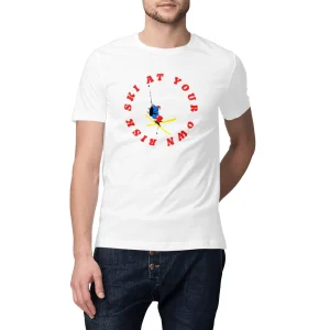 T-shirt Homme - Épais - 100% Coton Bio - Ski at your own risk