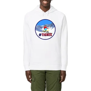 Sweatshirt à capuche Homme - Poches latérales - Coton BIO - Tignes Ski H
