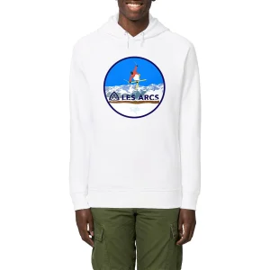 Sweatshirt à capuche Homme - Poches latérales - Coton BIO - Les Arcs Ski H