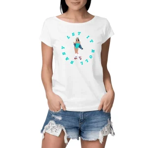 T-shirt Femme - Manches retroussées - 100% Coton BIO - Let it roll baby
