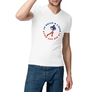 T-shirt Homme - Col V - 100% Coton Bio - La Balle à l'aile