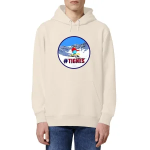 Sweatshirt à capuche Homme - Poche kangourou - Coton BIO - Tignes Ski H