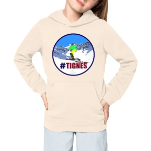 Sweatshirt à capuche Enfant - Fille - Coton BIO - Tignes Ski W